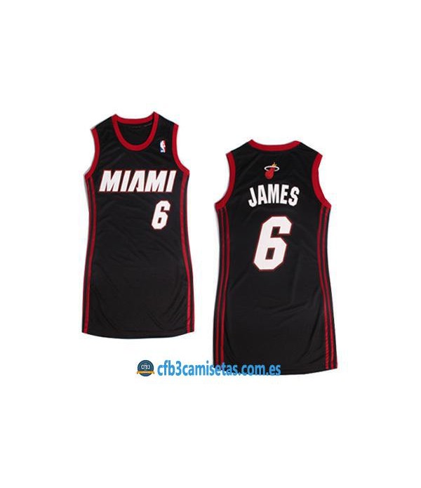 CFB3-Camisetas LeBron James Miami Heat Negro Mujer