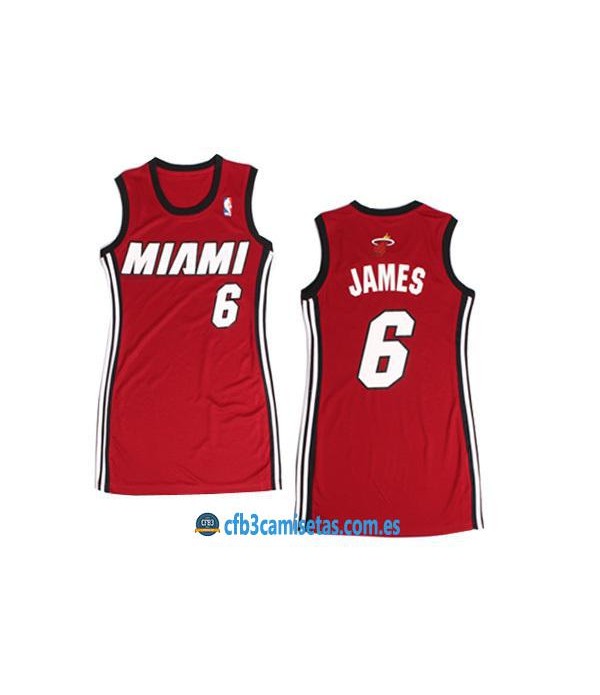 CFB3-Camisetas LeBron James Miami Heat Rojo Mujer