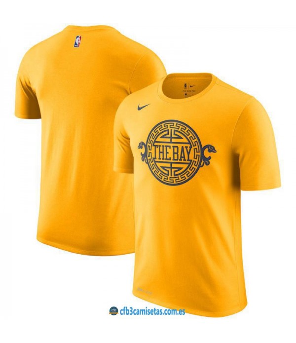 CFB3-Camisetas NoName Golden State Warriors Sleeve Edition Amarillo