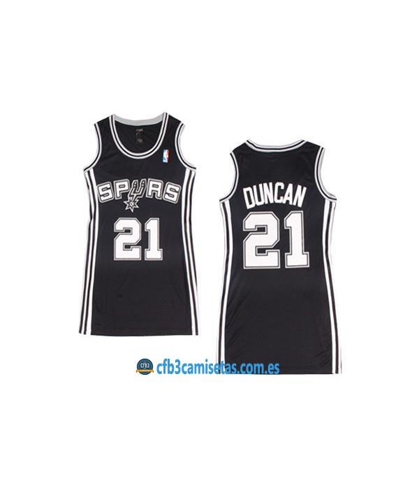 CFB3-Camisetas Tim Duncan San Antonio Spurs Negra Mujer