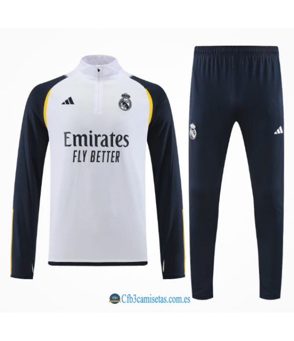 CFB3-Camisetas Chándal real madrid 2023/24 blanco