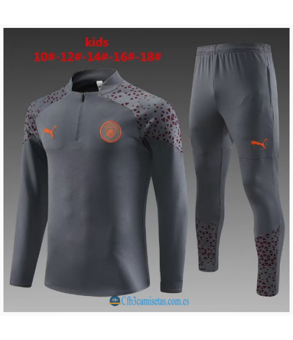 CFB3-Camisetas Chándal manchester city 2023/24 gris - niÑos