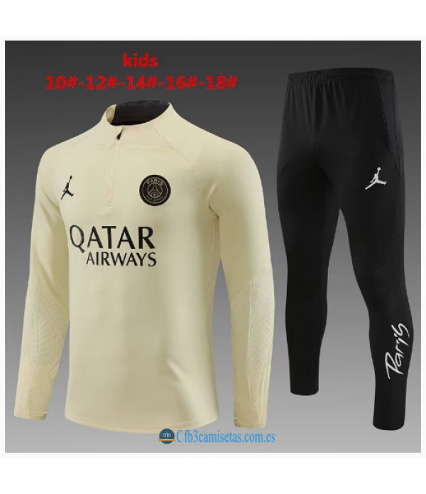 CFB3-Camisetas Chándal psg x jordan 2023/24 blanco - niÑos