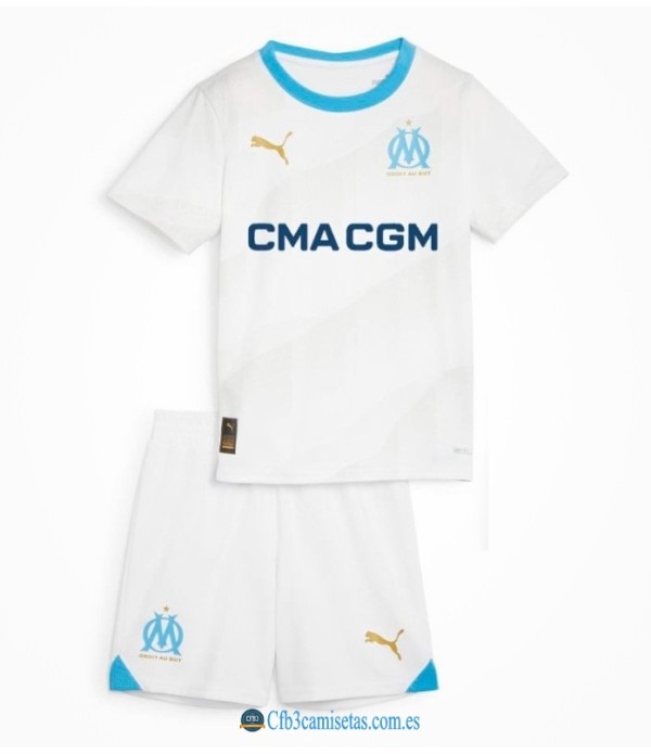CFB3-Camisetas Olympique marsella 1a equipación 2024/25 - niÑos