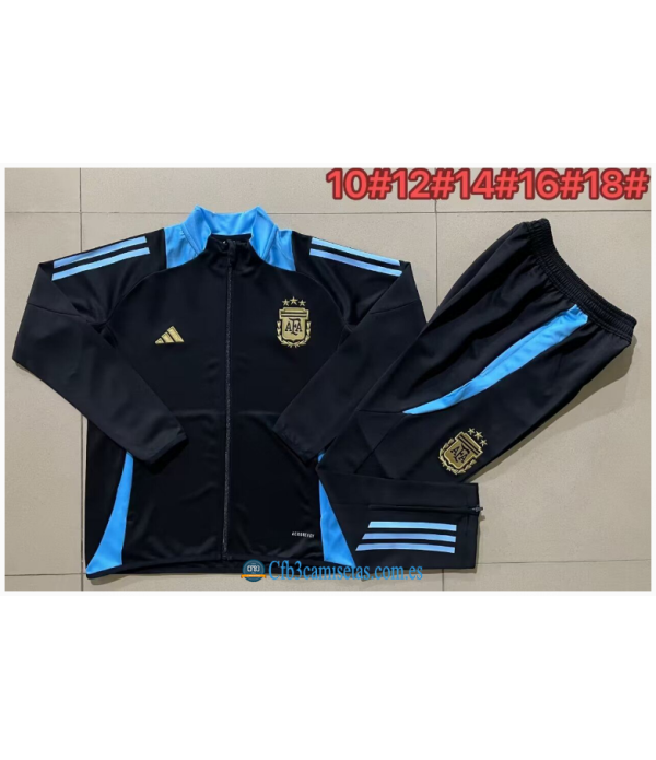 CFB3-Camisetas Chándal argentina 2024 black - niños