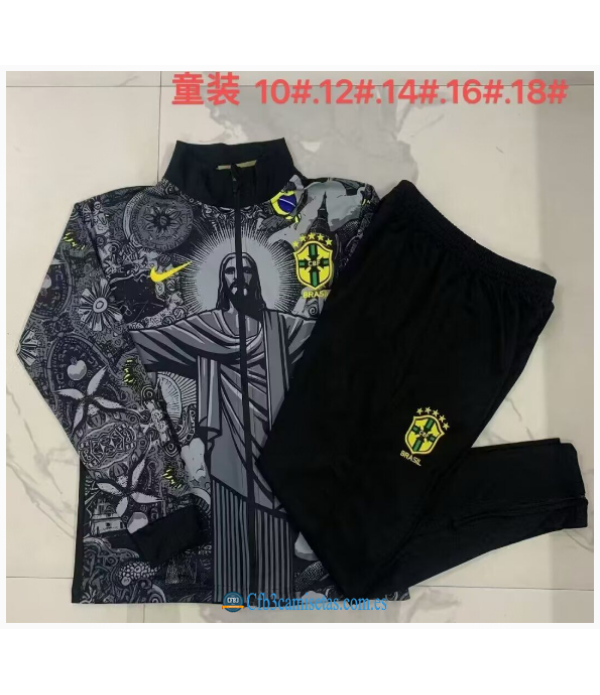 CFB3-Camisetas Chándal brasil 2024 black jesus ii - niños