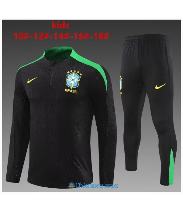 CFB3-Camisetas Chándal brasil 2024 black - niños