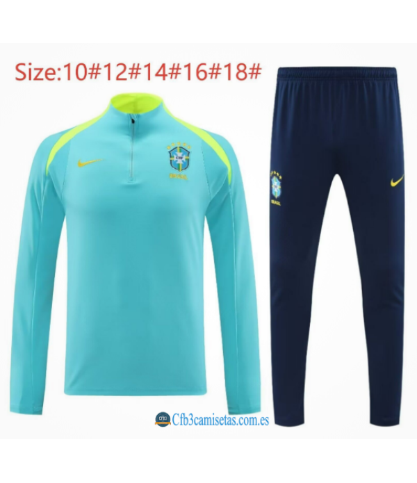 CFB3-Camisetas Chándal brasil 2024 blue - niños