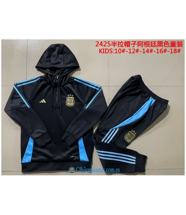 CFB3-Camisetas Chándal con capucha argentina 2024 - niños