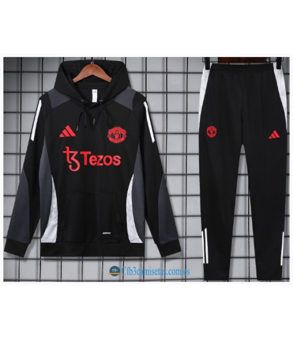 CFB3-Camisetas Chándal con capucha manchester united 2024/25 black