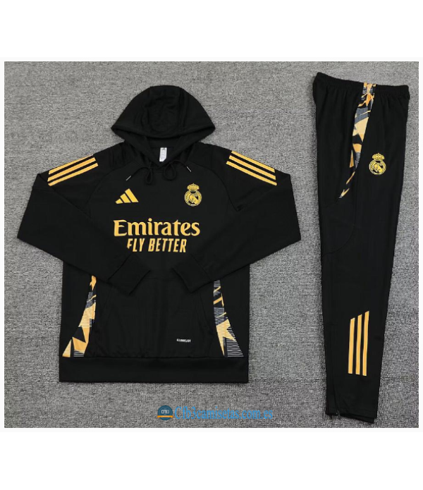 CFB3-Camisetas Chándal con capucha real madrid 2024/25 black