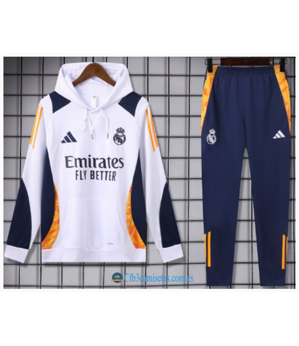 CFB3-Camisetas Chándal con capucha real madrid 2024/25 blanco