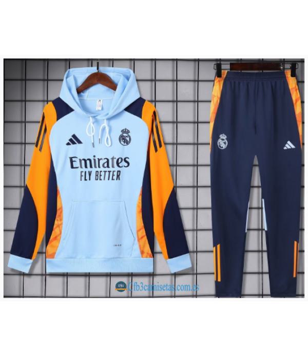 CFB3-Camisetas Chándal con capucha real madrid 2024/25 celeste