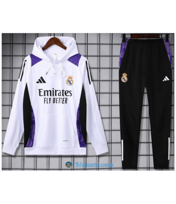 CFB3-Camisetas Chándal con capucha real madrid 2024/25 white