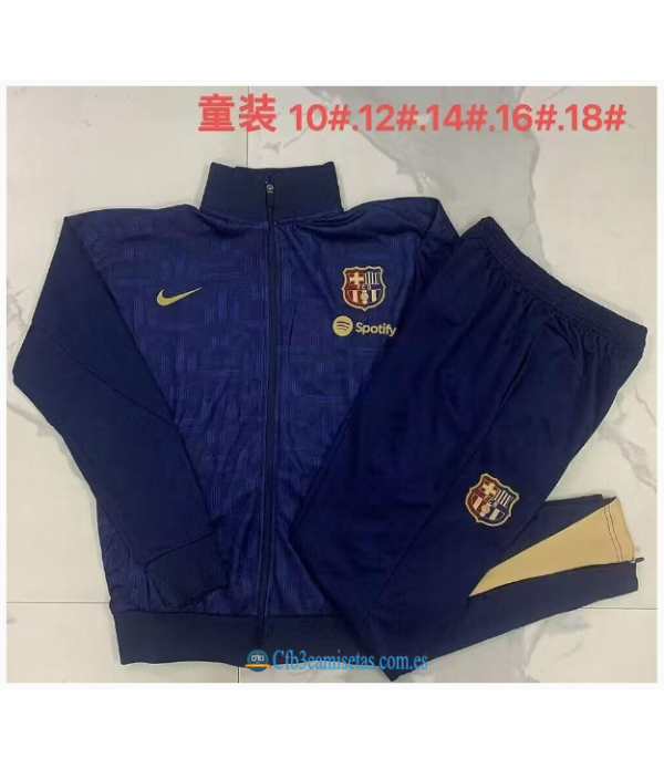 CFB3-Camisetas Chándal fc barcelona 2024/25 oscuro - niños