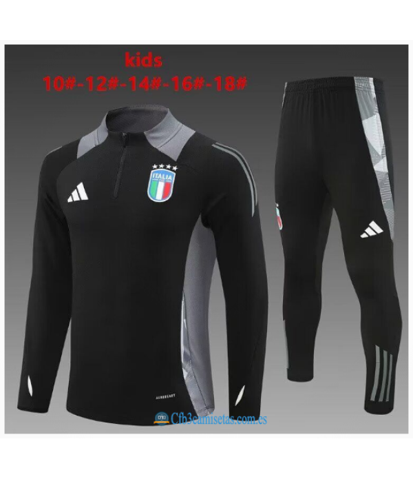 CFB3-Camisetas Chándal italia 2024 black - niños