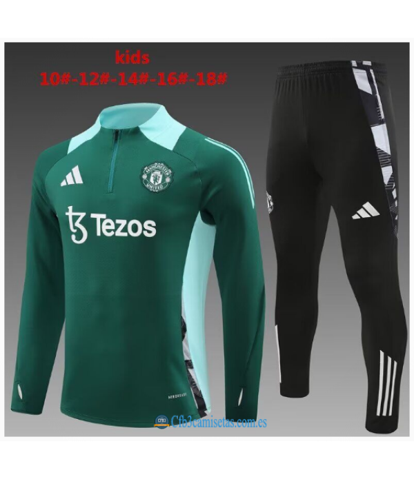 CFB3-Camisetas Chándal manchester united 2024/25 green - niños