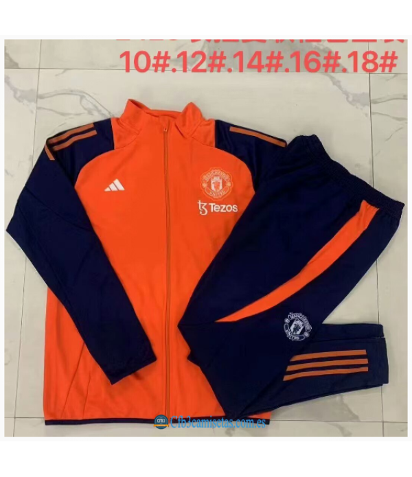 CFB3-Camisetas Chándal manchester united 2024/25 naranja - niños