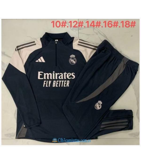 CFB3-Camisetas Chándal real madrid 2024/25 negro - niños